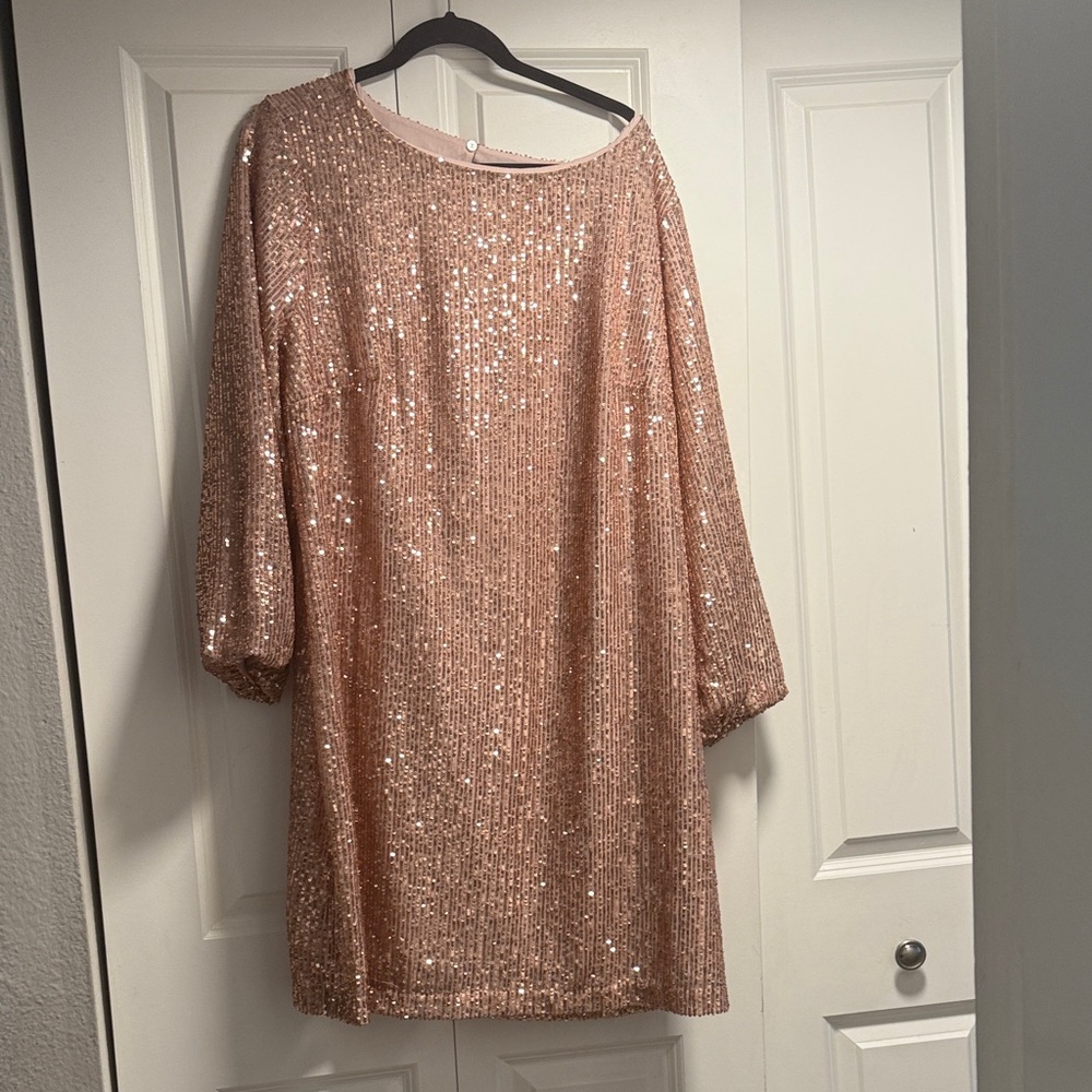 LOFT Plus Blush Sequin Dress